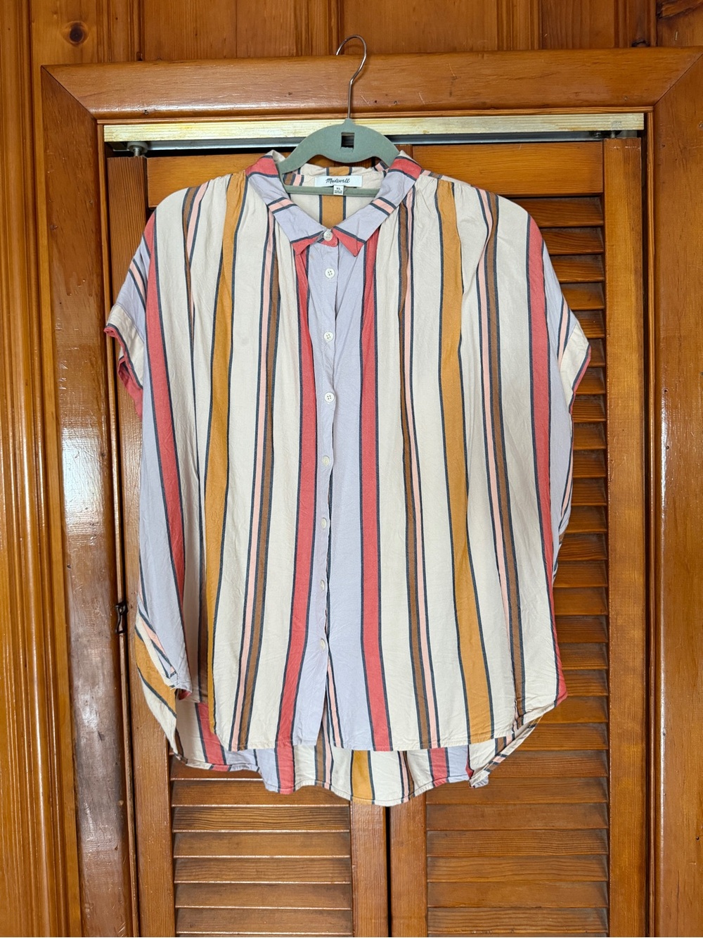 Madewell XL Oversized Striped Button Down Shirt 100% Viscose